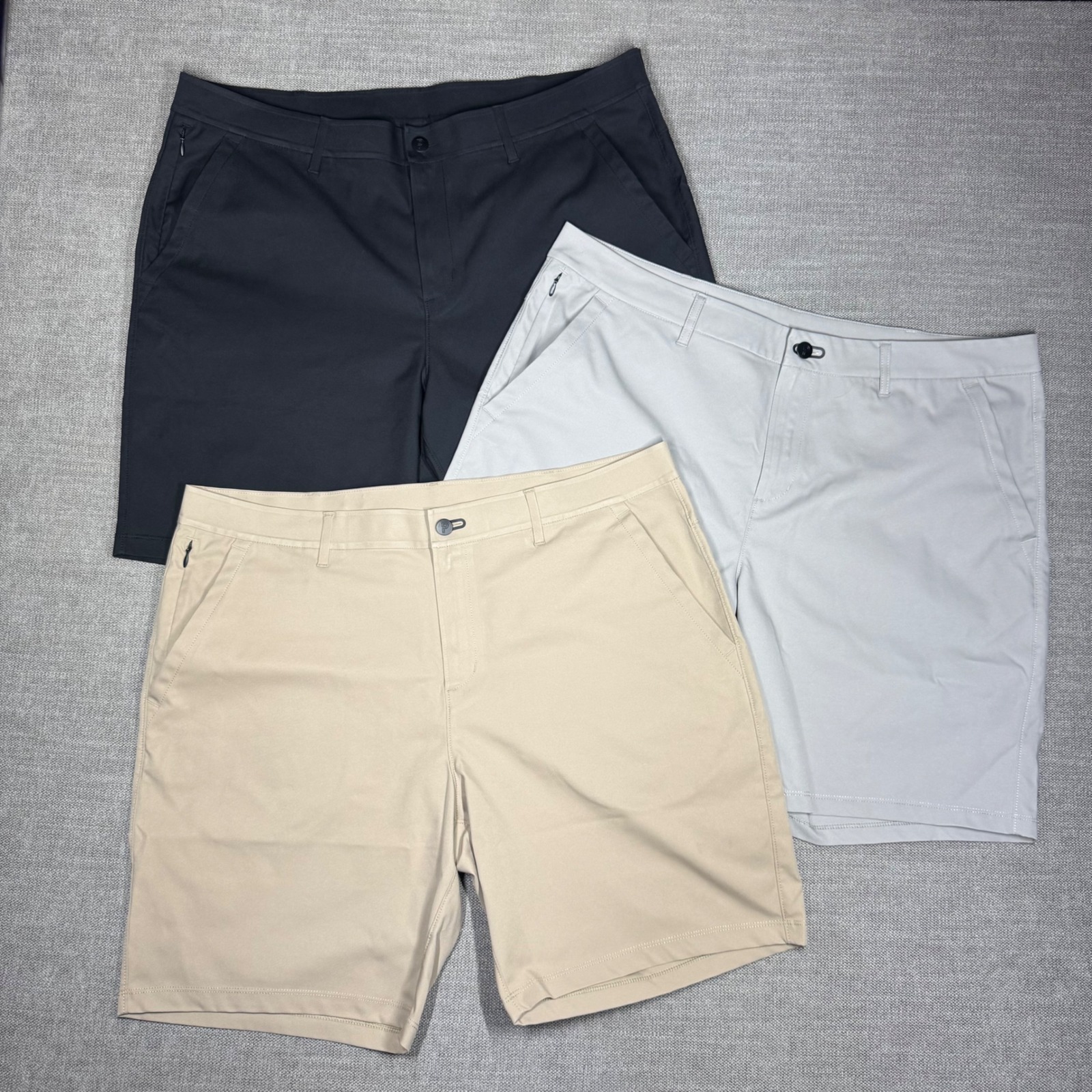Public Rec Gamechanger Shorts Bundle 38 Mens Black Grey Tan 3 Pack Golf Capsule